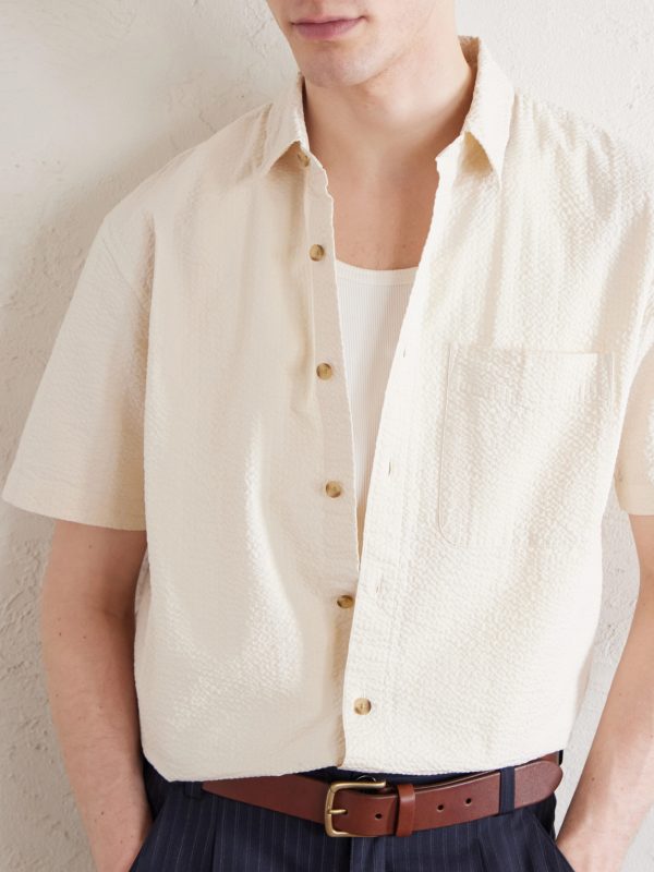 Cropped Cotton-Seersucker Shirt - CU Cropped Cotton-Seersucker Shirt - CU