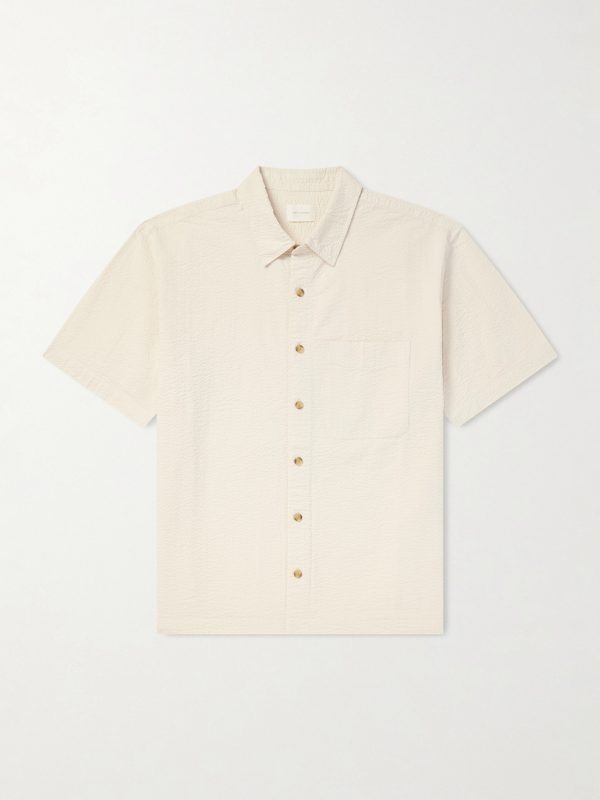 Cropped Cotton-Seersucker Shirt Cropped Cotton-Seersucker Shirt