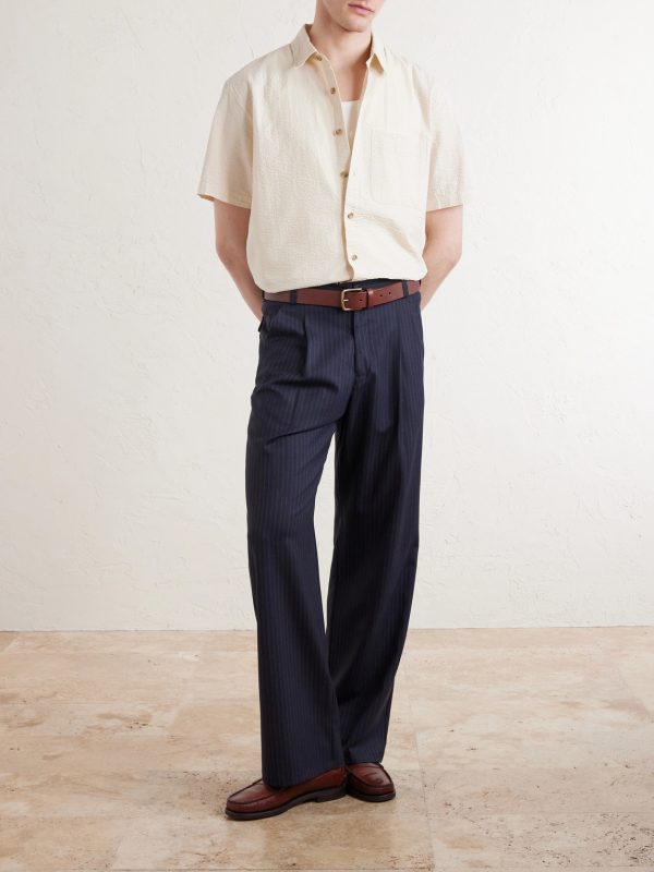 Cropped Cotton-Seersucker Shirt - OU Cropped Cotton-Seersucker Shirt - OU