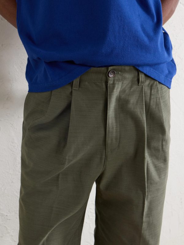 Straight-Leg Pleated Cotton Trousers - CU Straight-Leg Pleated Cotton Trousers - CU