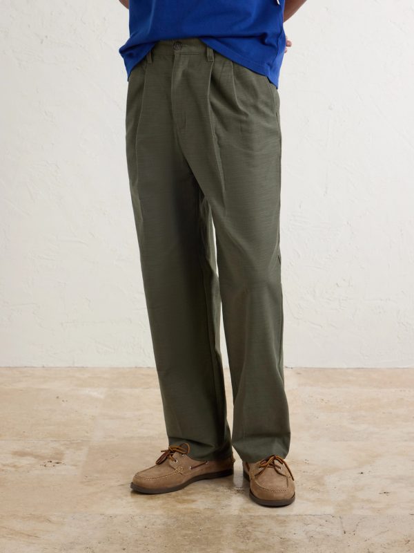 Straight-Leg Pleated Cotton Trousers - FR Straight-Leg Pleated Cotton Trousers - FR