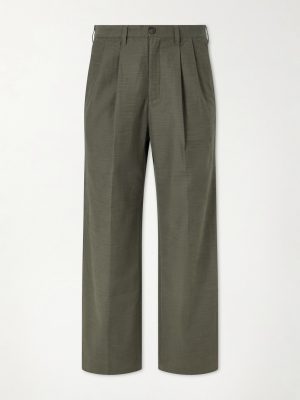 Straight-Leg Pleated Cotton Trousers Straight-Leg Pleated Cotton Trousers
