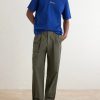 Straight-Leg Pleated Cotton Trousers - OU Straight-Leg Pleated Cotton Trousers - OU