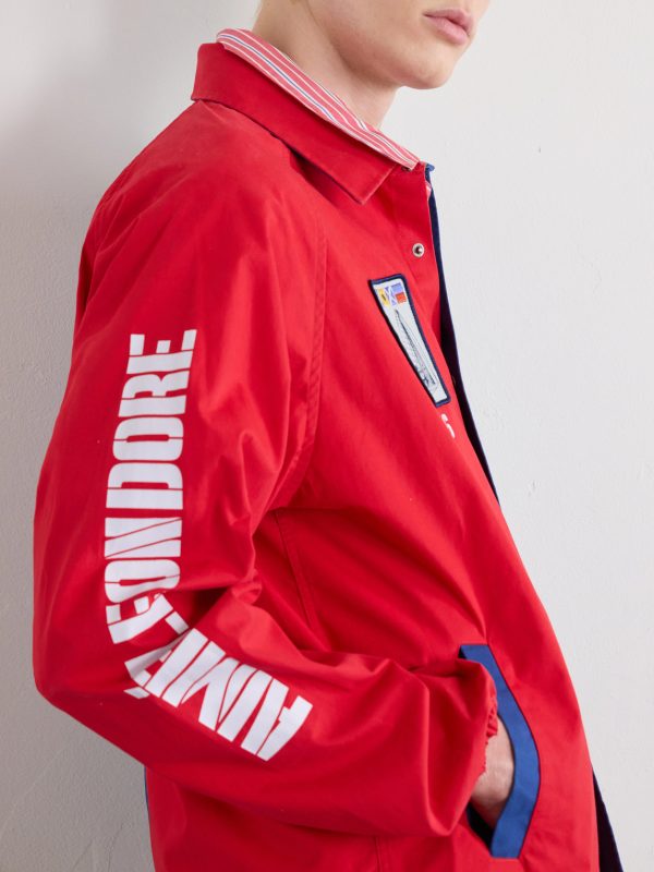 Logo-Print Colour-Block Cotton Overshirt - E1 Logo-Print Colour-Block Cotton Overshirt - E1