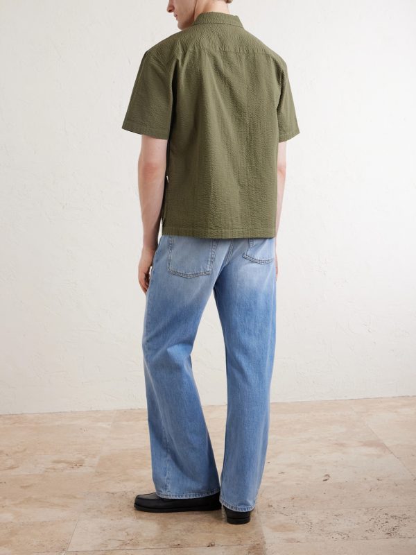 Cropped Cotton-Seersucker Shirt - BK Cropped Cotton-Seersucker Shirt - BK