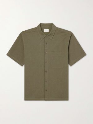 Cropped Cotton-Seersucker Shirt