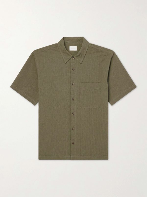 Cropped Cotton-Seersucker Shirt Cropped Cotton-Seersucker Shirt