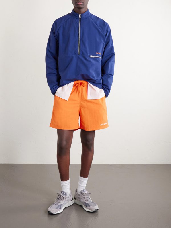 Straight-Leg Logo-Embroidered Shell Drawstring Shorts - OU