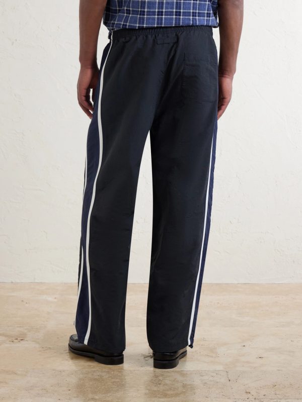 Straight-Leg Logo-Embroidered Striped Shell Sweatpants - BK Straight-Leg Logo-Embroidered Striped Shell Sweatpants - BK