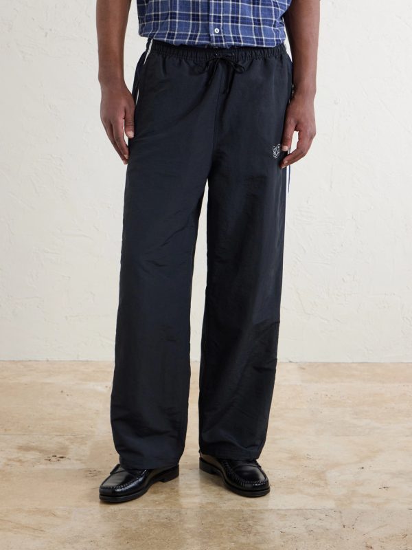 Straight-Leg Logo-Embroidered Striped Shell Sweatpants - FR Straight-Leg Logo-Embroidered Striped Shell Sweatpants - FR