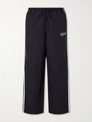 Straight-Leg Logo-Embroidered Striped Shell Sweatpants Straight-Leg Logo-Embroidered Striped Shell Sweatpants