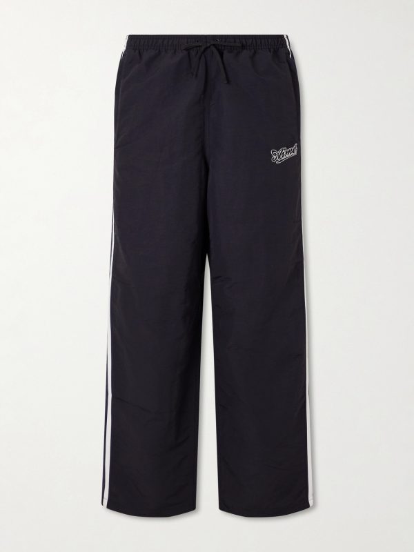 Straight-Leg Logo-Embroidered Striped Shell Sweatpants Straight-Leg Logo-Embroidered Striped Shell Sweatpants