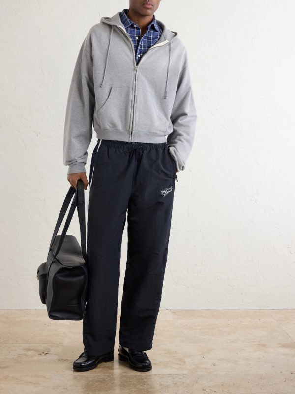Straight-Leg Logo-Embroidered Striped Shell Sweatpants - OU Straight-Leg Logo-Embroidered Striped Shell Sweatpants - OU