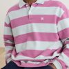 Striped Cotton-Jersey Polo Sweater - CU Striped Cotton-Jersey Polo Sweater - CU