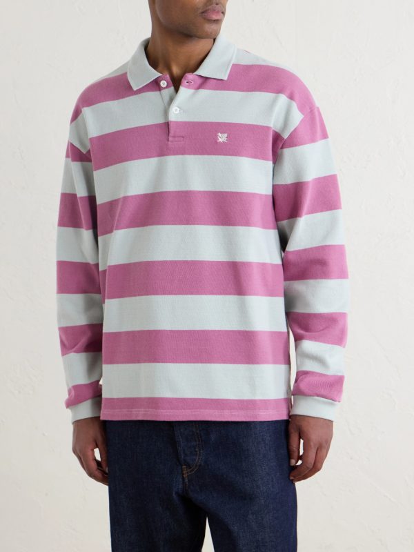 Striped Cotton-Jersey Polo Sweater - FR Striped Cotton-Jersey Polo Sweater - FR