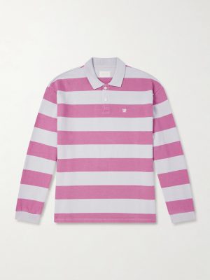 Striped Cotton-Jersey Polo Sweater Striped Cotton-Jersey Polo Sweater