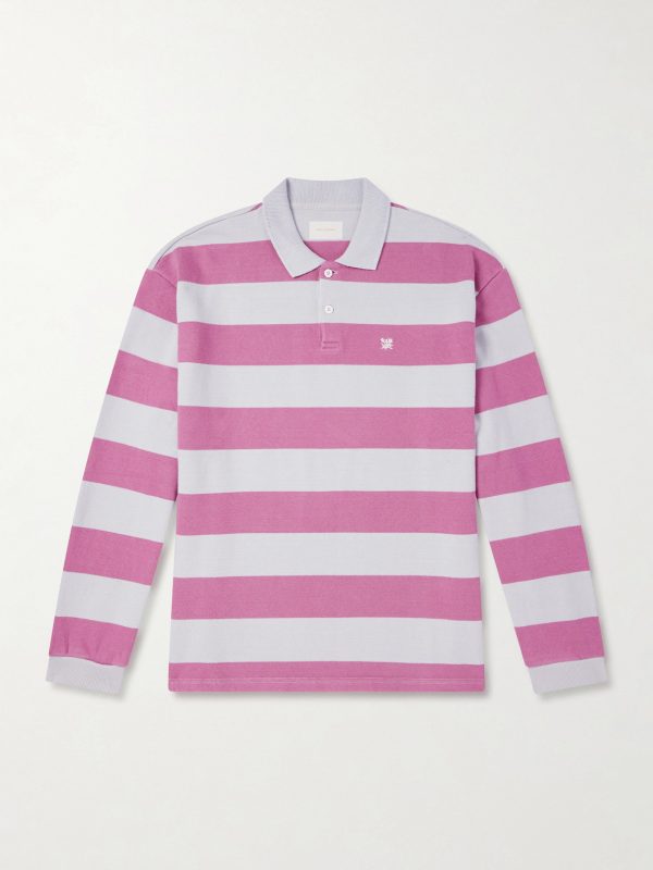 Striped Cotton-Jersey Polo Sweater Striped Cotton-Jersey Polo Sweater