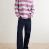 Striped Cotton-Jersey Polo Sweater - OU Striped Cotton-Jersey Polo Sweater - OU