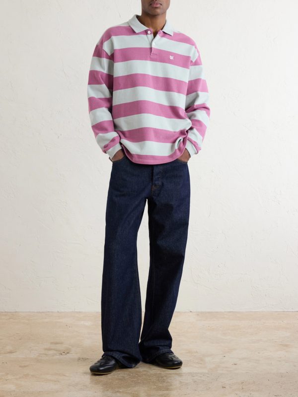 Striped Cotton-Jersey Polo Sweater - OU Striped Cotton-Jersey Polo Sweater - OU
