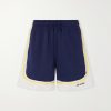 Novelty Straight-Leg Logo-Embroidered Mesh Drawstring Shorts