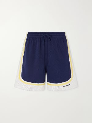Novelty Straight-Leg Logo-Embroidered Mesh Drawstring Shorts Novelty Straight-Leg Logo-Embroidered Mesh Drawstring Shorts