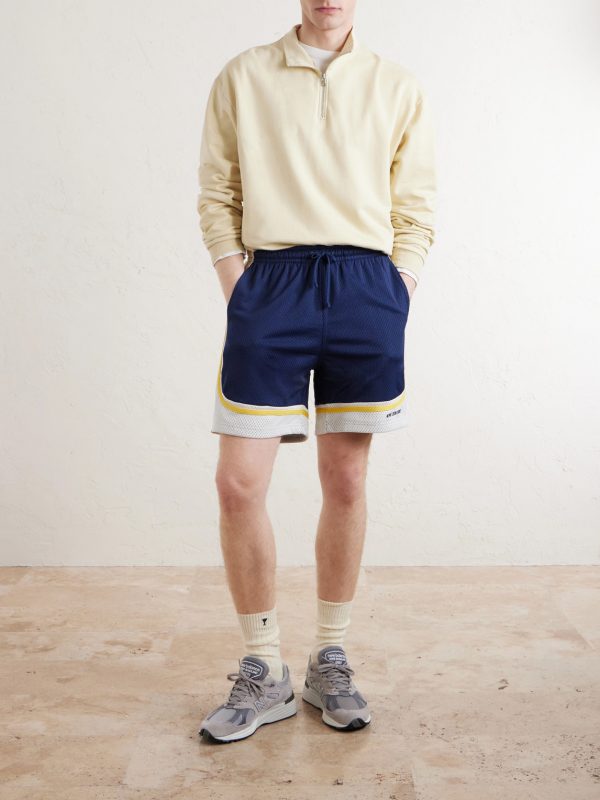 Novelty Straight-Leg Logo-Embroidered Mesh Drawstring Shorts - OU