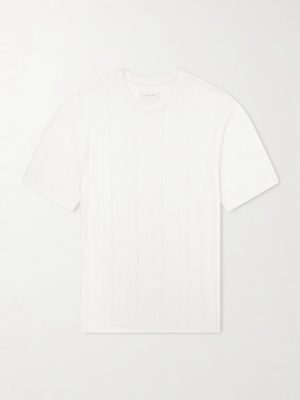 Striped Pointelle-Knit Merino Wool T-Shirt Striped Pointelle-Knit Merino Wool T-Shirt