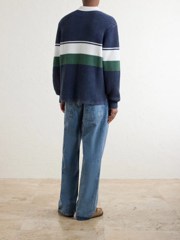 Knitted Cotton Rugby Polo Sweater - BK Knitted Cotton Rugby Polo Sweater - BK
