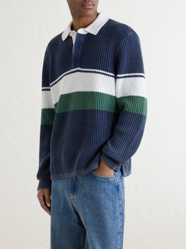 Knitted Cotton Rugby Polo Sweater - FR Knitted Cotton Rugby Polo Sweater - FR