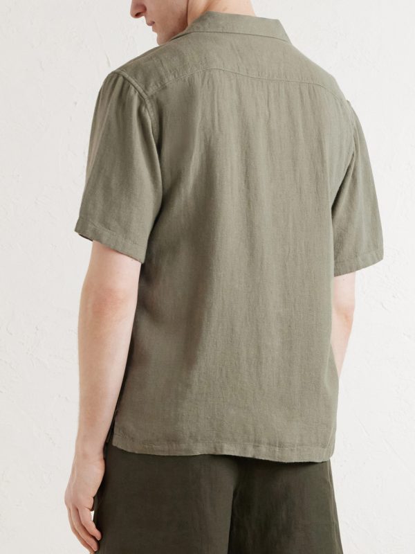 Embroidered Linen-Blend Shirt - BK Embroidered Linen-Blend Shirt - BK