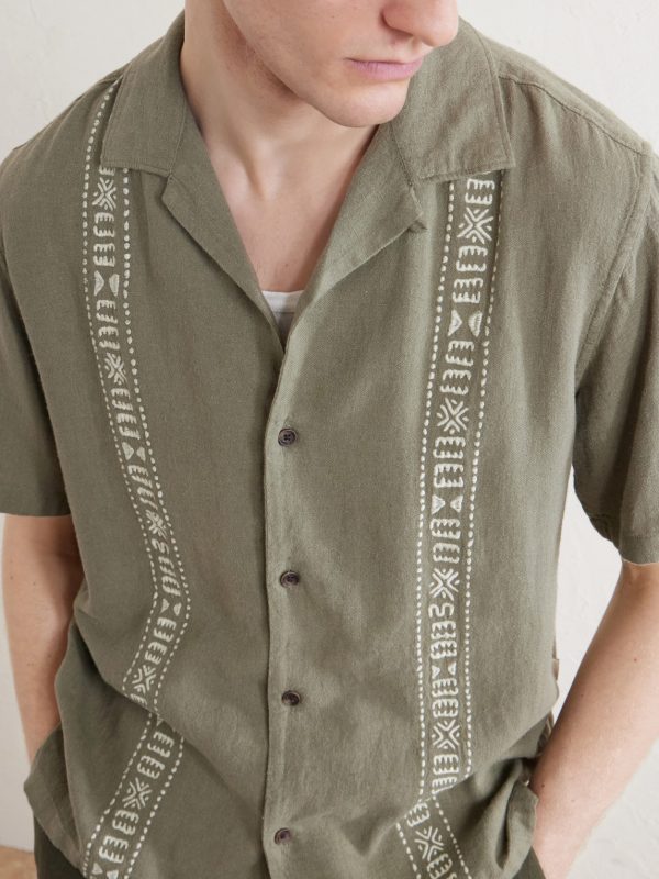 Embroidered Linen-Blend Shirt - CU Embroidered Linen-Blend Shirt - CU