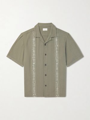 Embroidered Linen-Blend Shirt