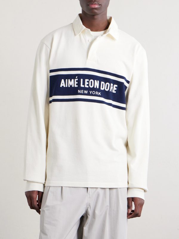 Logo-Embroidered Striped Cotton Polo Sweater - FR Logo-Embroidered Striped Cotton Polo Sweater - FR