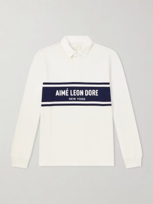 Logo-Embroidered Striped Cotton Polo Sweater Logo-Embroidered Striped Cotton Polo Sweater