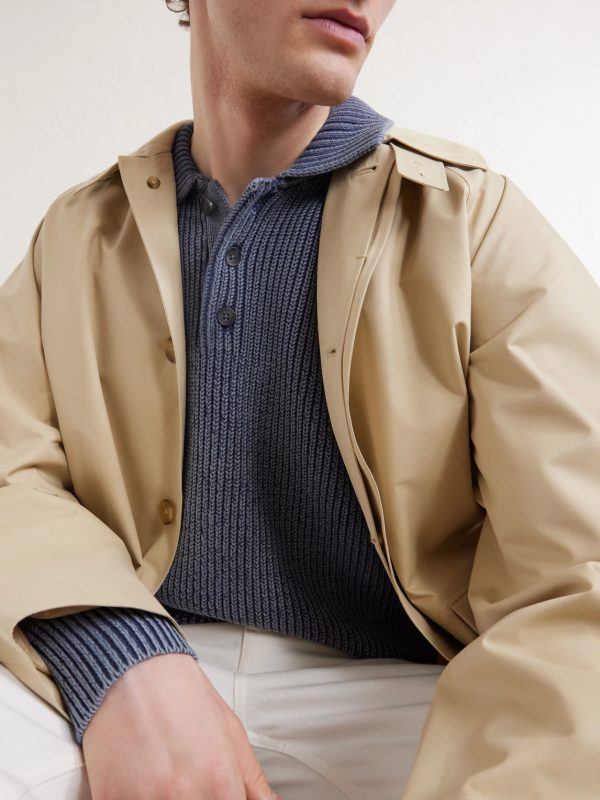 Knitted Cotton-Blend Polo Sweater - CU Knitted Cotton-Blend Polo Sweater - CU