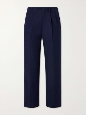 Straight-Leg Pleated Cotton Trousers Straight-Leg Pleated Cotton Trousers