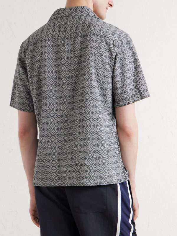 Novelty Camp-Collar Cotton-Jacquard Shirt - BK Novelty Camp-Collar Cotton-Jacquard Shirt - BK