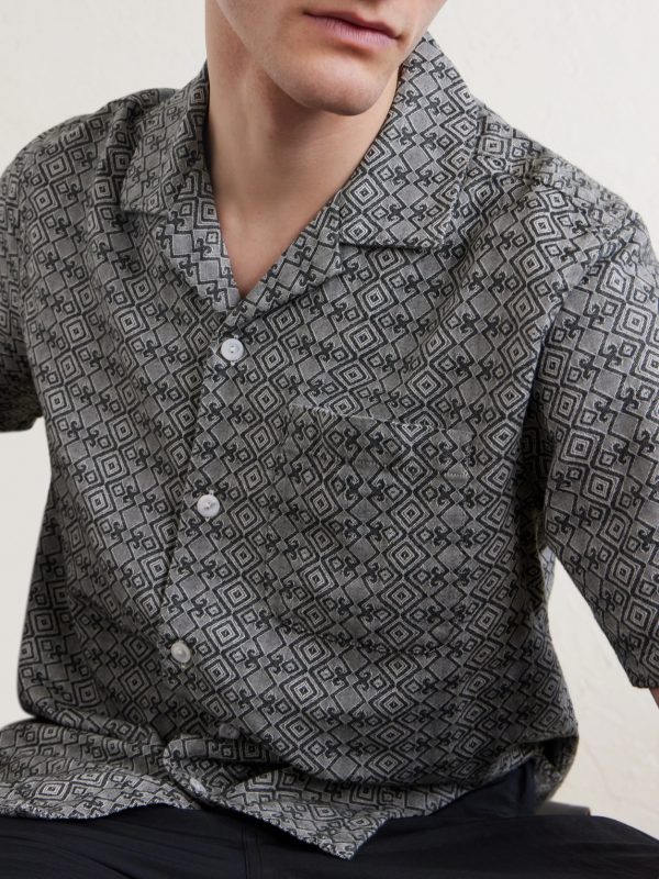 Novelty Camp-Collar Cotton-Jacquard Shirt - CU Novelty Camp-Collar Cotton-Jacquard Shirt - CU