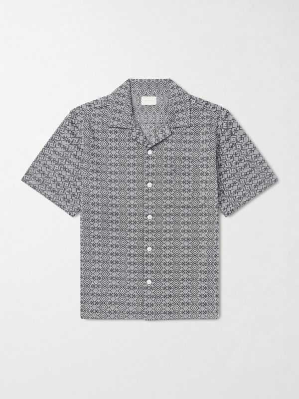Novelty Camp-Collar Cotton-Jacquard Shirt Novelty Camp-Collar Cotton-Jacquard Shirt