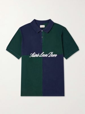 Logo-Embroidered Colour-Block Cotton-Piqué Polo Shirt