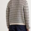 Striped Open-Knit Cotton-Blend Sweater - BK Striped Open-Knit Cotton-Blend Sweater - BK