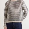 Striped Open-Knit Cotton-Blend Sweater - FR Striped Open-Knit Cotton-Blend Sweater - FR