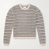 Striped Open-Knit Cotton-Blend Sweater Striped Open-Knit Cotton-Blend Sweater