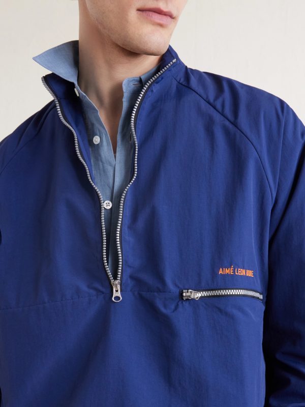 Logo-Embroidered Shell Half-Zip Jacket - CU Logo-Embroidered Shell Half-Zip Jacket - CU