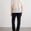 Open-Collar Open-Knit Cotton Polo Shirt - BK