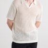 Open-Collar Open-Knit Cotton Polo Shirt - FR