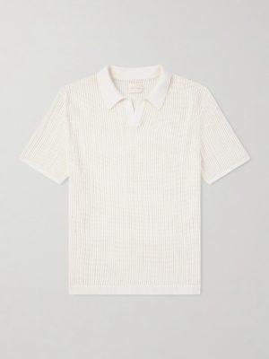 Open-Collar Open-Knit Cotton Polo Shirt