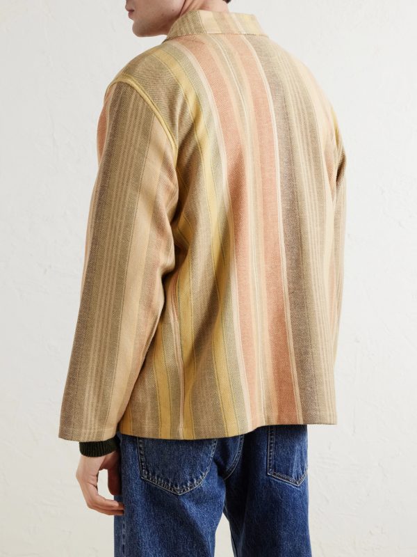 Striped Cotton Chore Jacket - BK Striped Cotton Chore Jacket - BK
