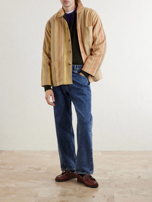 Striped Cotton Chore Jacket - OU Striped Cotton Chore Jacket - OU