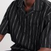 Camp-Collar Striped Cotton-Blend Jacquard Shirt - CU Camp-Collar Striped Cotton-Blend Jacquard Shirt - CU